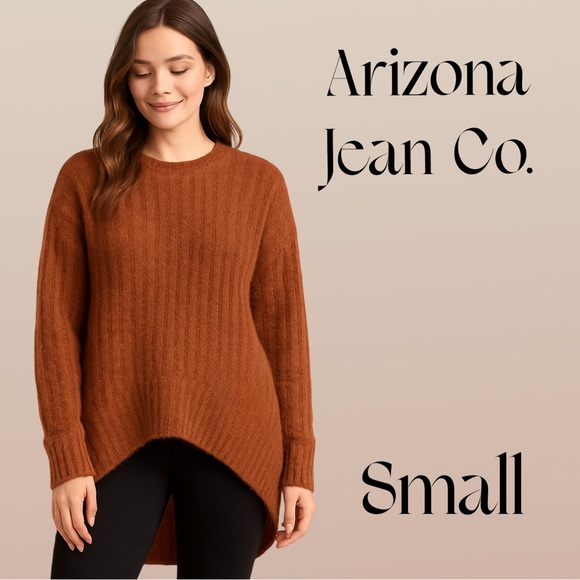 Arizona Jean Co Soft Rust High Low Sweater Small NWT Cozy Fall Winter Pullover - Picture 1 of 9